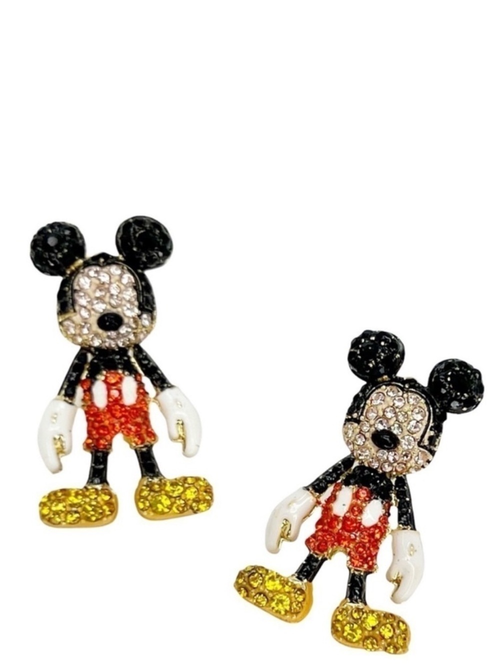Disney x Baublebar Mickey Mouse Earrings Red Black Gold Crystals Dangle New NWT